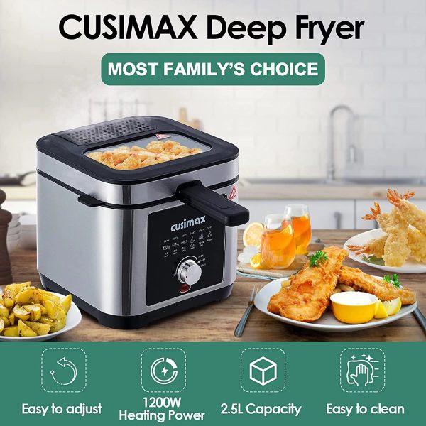 CUSIMAX 2.6QT Deep Fryer, Stainless Steel, Electric, New, Model CMDF-02 - Image 4