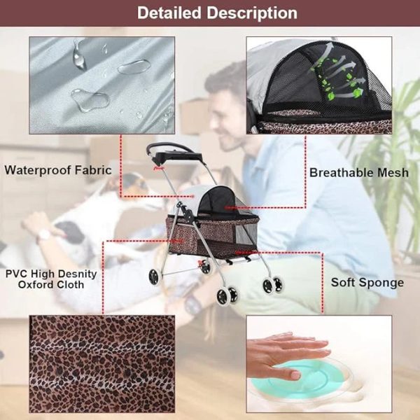 Bestpet Posh Pet Stroller by BestPet, Leopard Skin - Image 4