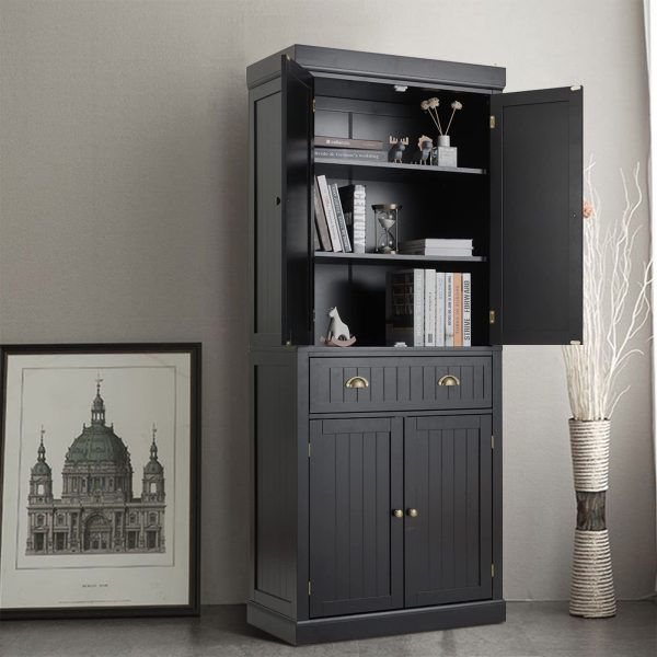 Tangkula Freestanding Cupboard Traditional Adjustable - Image 2