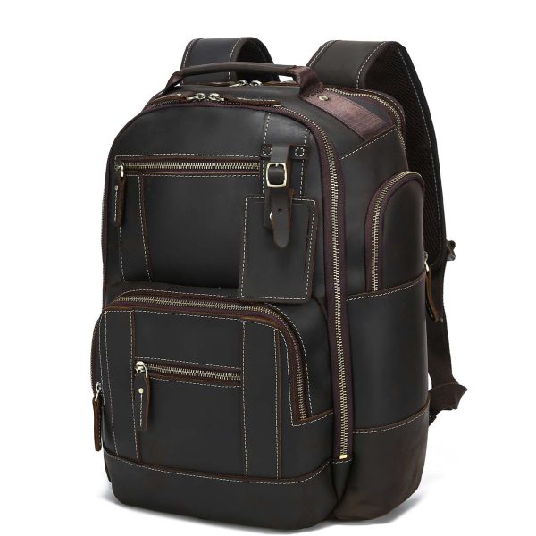 15.6" Full Grain Leather Laptop Backpack - Image 2