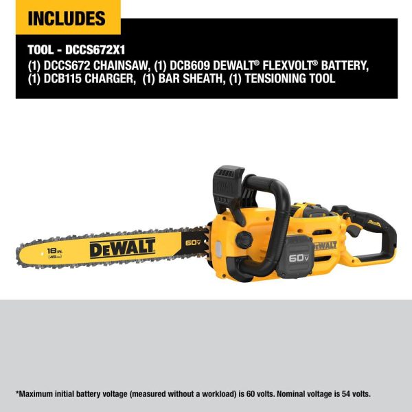 DW 60V MAX Chainsaw 18" Brushless Cordless Kit DCCS672X1 from DW - Image 12