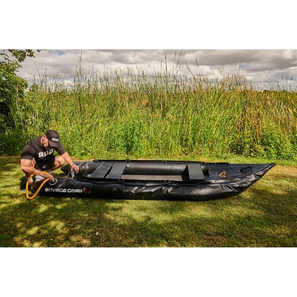 2 Person Inflatable Kayak Fishing PVC Boat - 130'' x 43'' x 11.8'' with Aluminum Alloy Seat, Paddle, Inflatable Mat, Repair Kit, Fin - Image 4