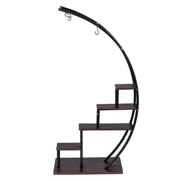 5 Tier Metal Plant Stand Indoor Curved Display Book Shelf Storage