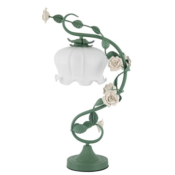 Rose Flower Table Lamp for Bedroom, Stained Glass Desk Lamp Elegant Flower Plug-in Bedside Nightstand Lamp 60W Max Green - Image 16