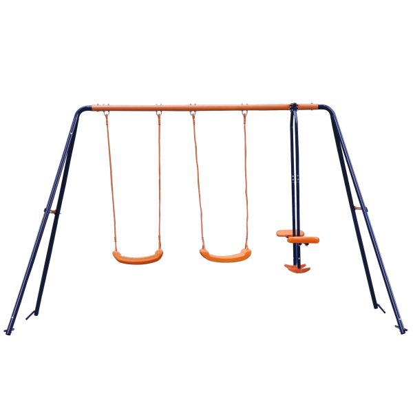 ZenSports Outdoor Double Kids Play Swing Set W/ 2 Seats & 1 Glide Heavy-Duty, 440lbs Capacity - Image 8