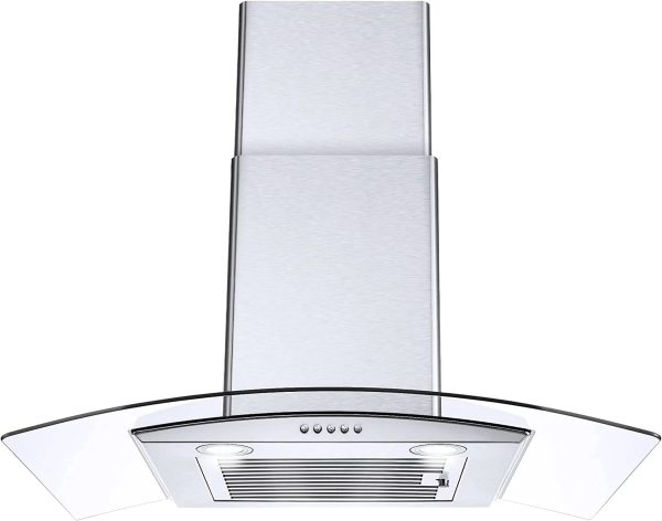 Range Hood 30 inch Convertible Wall Mount Range Hood with Tempered Glass 3 Speed Fan 450CFM