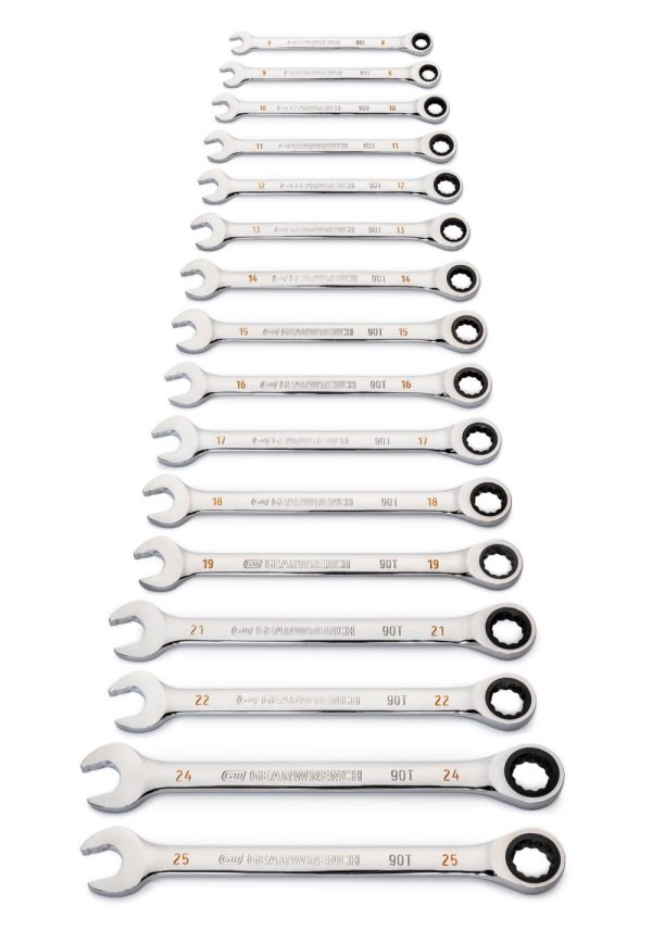 GearWrench 16 Pc. 90T 12-PT Metric Combi Ratchet Wrench Set - Image 6