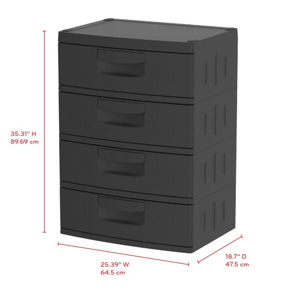 Hyper Tough 4 Drawer Plastic Garage Storage Cabinet 18.7 D x 25.39 W x 35.31 H， Black - Image 7