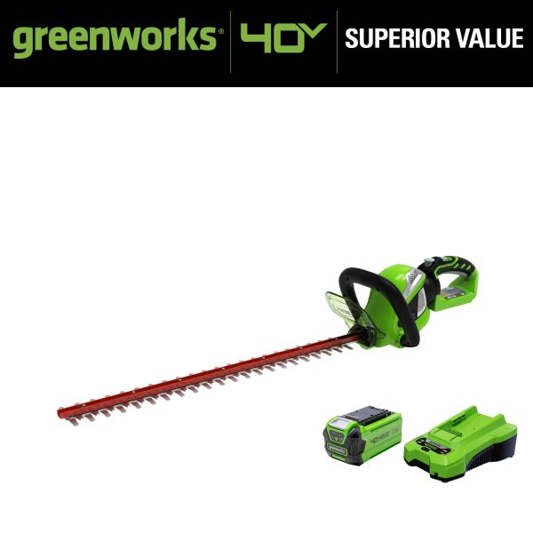 Greenworks 40V 24" Hedge Trimmer with (1) 2Ah Battery and Charger 22262VT - Image 3