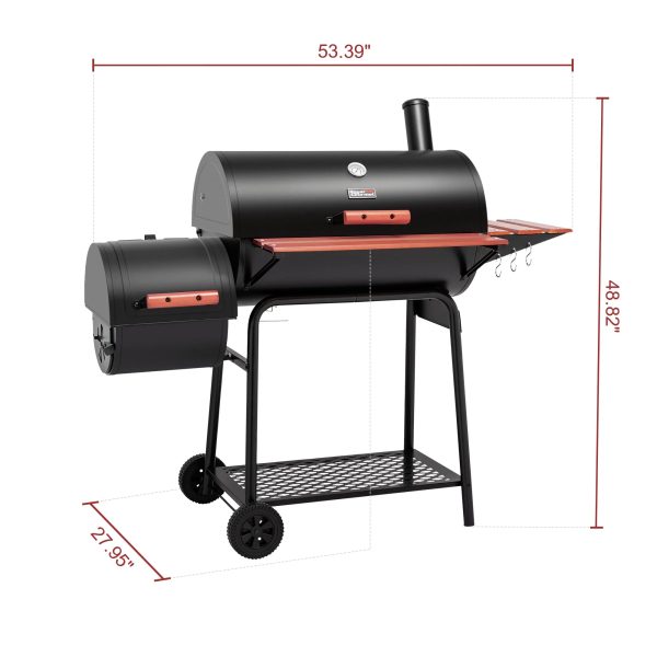 Royal Gourmet CC1830W 30" Barrel Charcoal Grill with Offset Smoker - Image 4