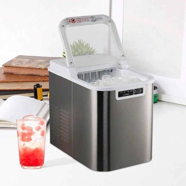 CJC Countertop Ice Maker Portable Ice Machine with Carry Handle Basket and Scoop for Home Kitchen Party 110V