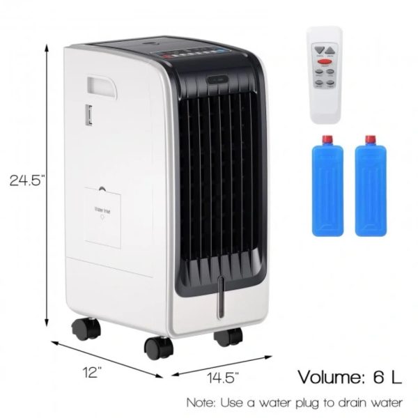 Portable Cooling Evaporative Fan with 3-Speed and 8H Timer Function 110V (White) - Image 6