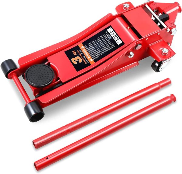 DNA Motoring TOOLS-00235 Low Profile Hydraulic Trolley Service Garage Floor Jack 3 Ton - Image 2