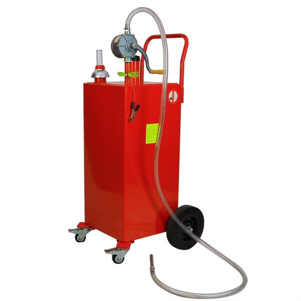 30 Gallon Gas Caddy Tank Storage Drum Gasoline Diesel Fuel Transfer with Universal Wheel Red - Image 3