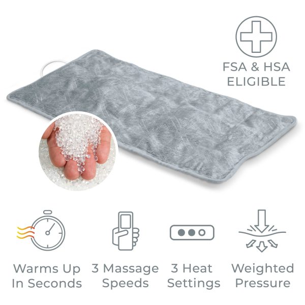 Pure Enrichment® WeightedWarmth™ 3-in-1 Heating Pad - 3 InstaHeat™ Settings, 3 Massage Speeds & 4.1 lbs of Weighted Pressure for Menstrual Cramps, Shoulder, Neck & Back Pain - 12” x 24” (Steel Gray) - Image 6