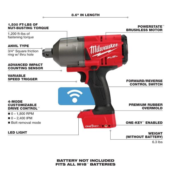 MW M18 FUEL with ONE-KEY High Torque Impact Wrench 3/4 in. Friction Ring 2864-20 from MW - Image 7