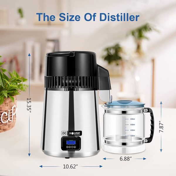 ECO-WORTHY 1 Gallon Water Distiller Timeable Pure Water Distillation with 304 Stainless Steel Filter and CNC Timing LCD Display for Home Countertop 110V - Image 8