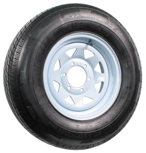 Radial Trailer Tire On Rim ST225/75R15 225/75-15 15 D 6 Lug Wheel White Spoke - Image 2