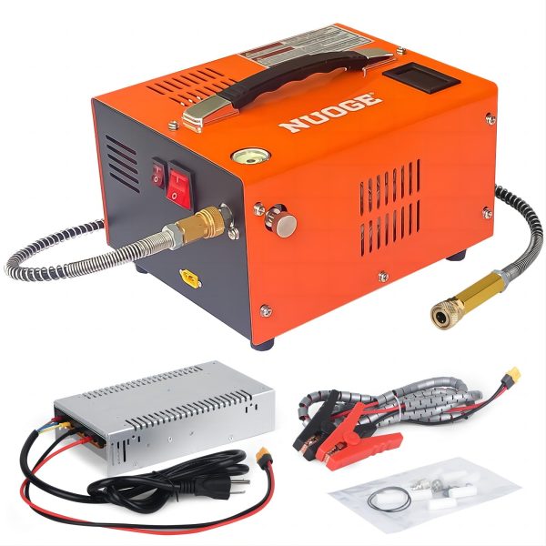 NUOGE Pcp Air Compressor,4500Psi 30Mpa Powered by Car 12V DC or Home 110V AC W/Converter