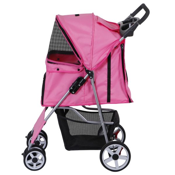 ZENY 4 Wheel Foldable Dog Pet Stroller - Pink