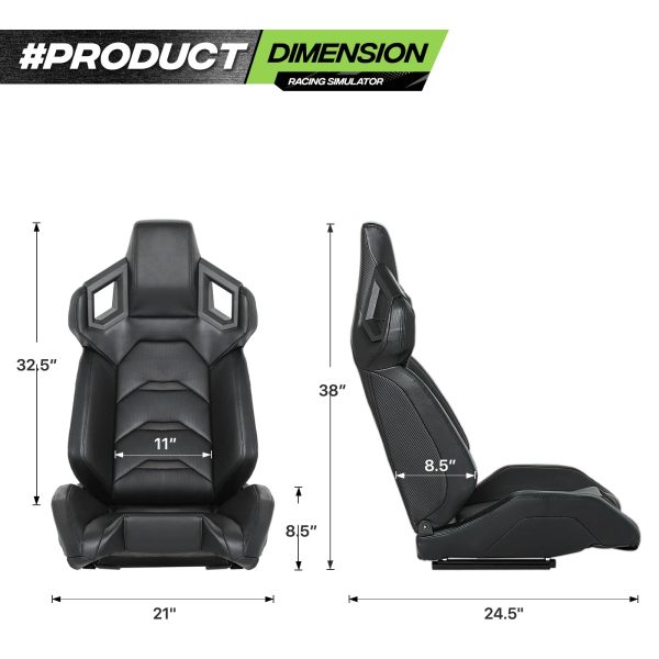 Magshion Ergonomic Racing Seat, Racing Simulator Game Seat with Adjustable Slide, Leather Racing Seat for Racing Simulator Cockpit, Black - Image 9