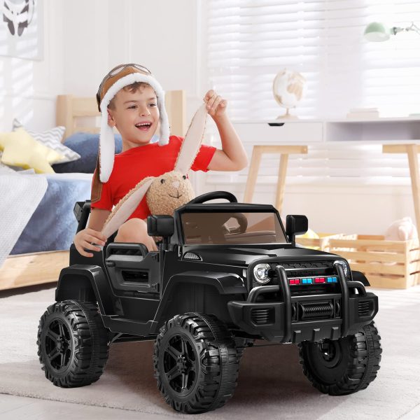 JOYMOR Ride on Truck with Remote Control, 4 Wheels 12V Battery Powered Kids Car, with LED Headlight/Horn Button/ MP3 Player/USB Port/Forward Backward/Kids Girl Boy (Black) - Image 9