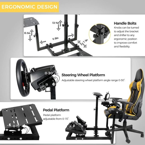 Marada Flight Simulator Cockpit Racing Wheel Stand Adjustable Fit for Thrustmaster HOTAS Warthog - Image 2