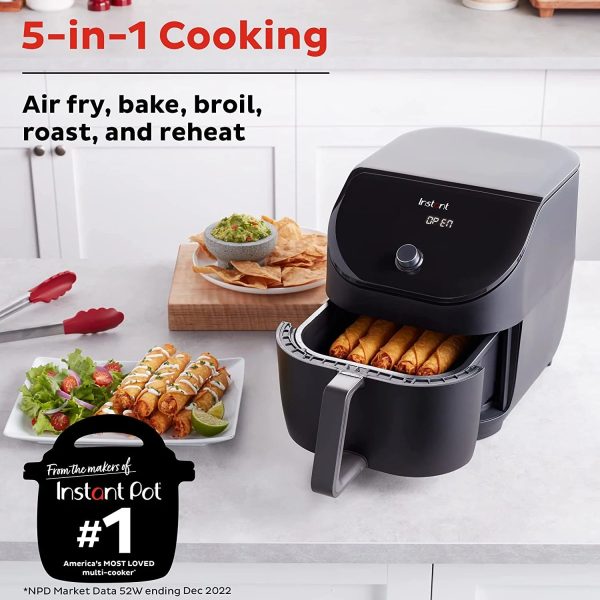 Slim XL 6QT Air Fryer that Crisps, Roasts, Reheats, Bakes, Broils & is Quiet, Space Saving, Nonstick, Dishwasher-Safe, 100+ In-App Recipes,Black - Image 4