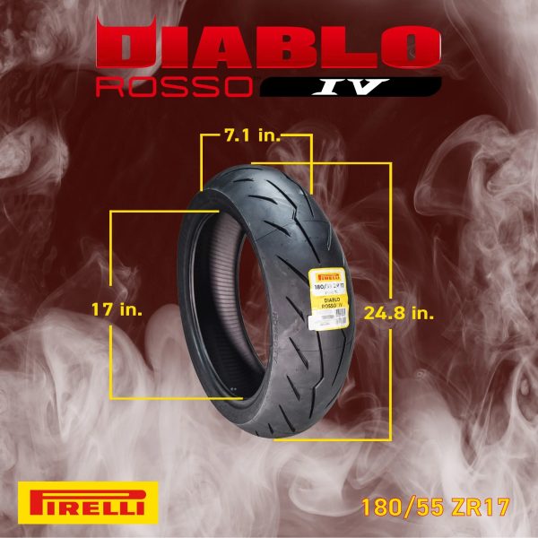 Pirelli Diablo Rosso IV Front 110/70ZR17 & Rear 180/55ZR17 Tires with Keychain - Image 4