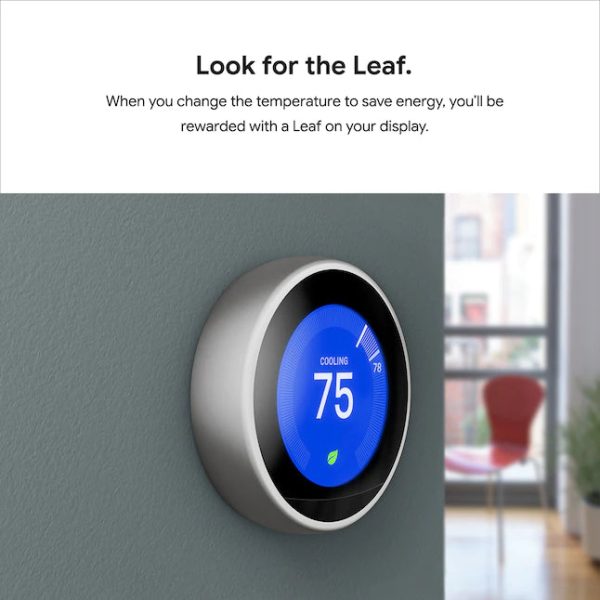 Google Nest Learning Smart Thermostat with WiFi Compatibility (3rd Generation) - Stainless Steel - Image 9