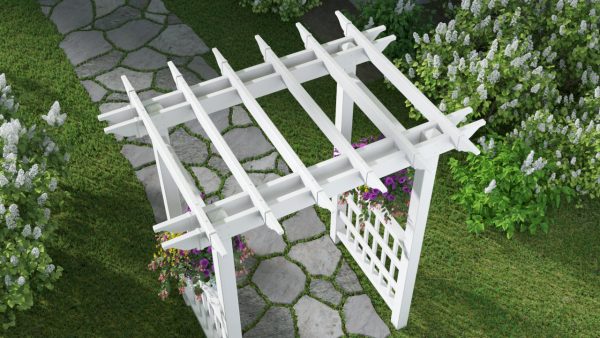 Vita 63"L x 46"W x 91"H Springport Vinyl Arbor, White, VA68146 - Image 4