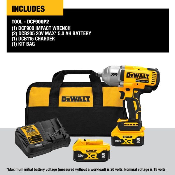 DEWALT 20V MAX XR 1/2" High Torque Impact Wrench Kit DCF900P2 from DEWALT - Image 6