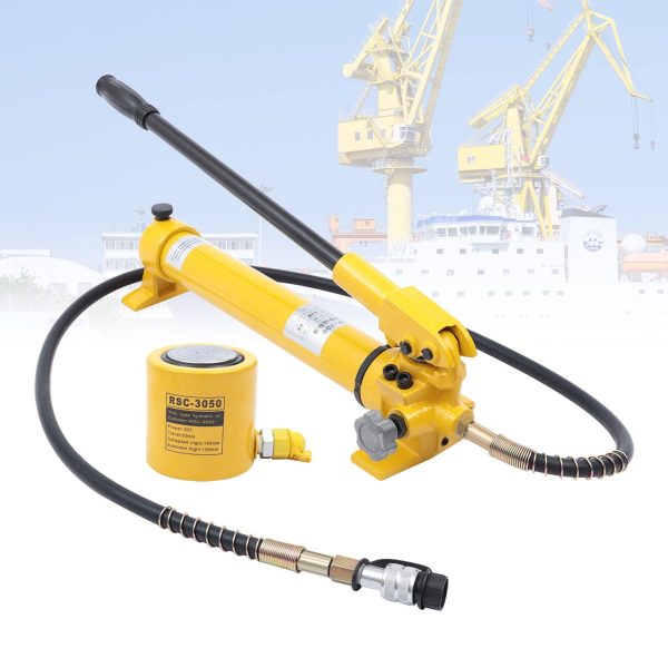 RSC-3050 Hydraulic Cylinder Jack 30 Ton 50mm-1.9" Stroke+CP-700 Hand Pump 30 Ton Hydraulic Ram Jack & Hand Pump Stoke Mini Protable Hydraulic Cylinder 30 Ton Hollow Ram Hydraulic Cylinder Jack