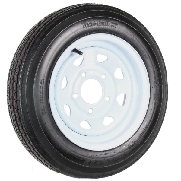 2-Pk Trailer Tire On Rim 480-12 4.80-12 4.80x12 in. LRC 5 Hole White Spoke Wheel - Image 3