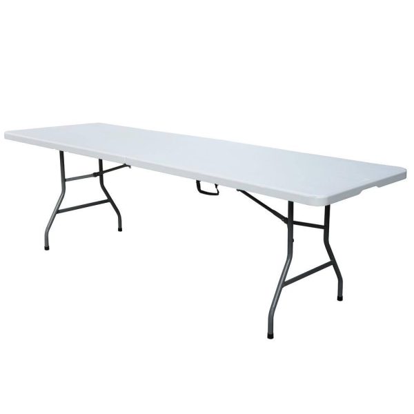 Plastic Development Group PDG-816 8 ft. White Plastic Fold-In-Half Folding Table - Image 2