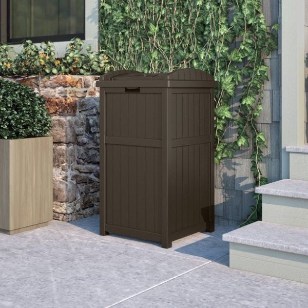 Suncast GH1732J Trashcan Hideaway Outdoor Garbage Waste Bin， Java， 33 Gallon - Image 3