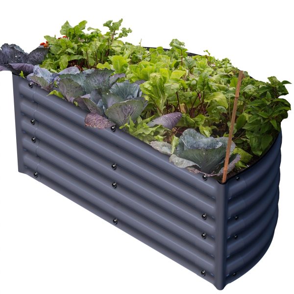 Olle Gardens 17" Tall Semi-round Raised Garden Bed in Midnight Gray