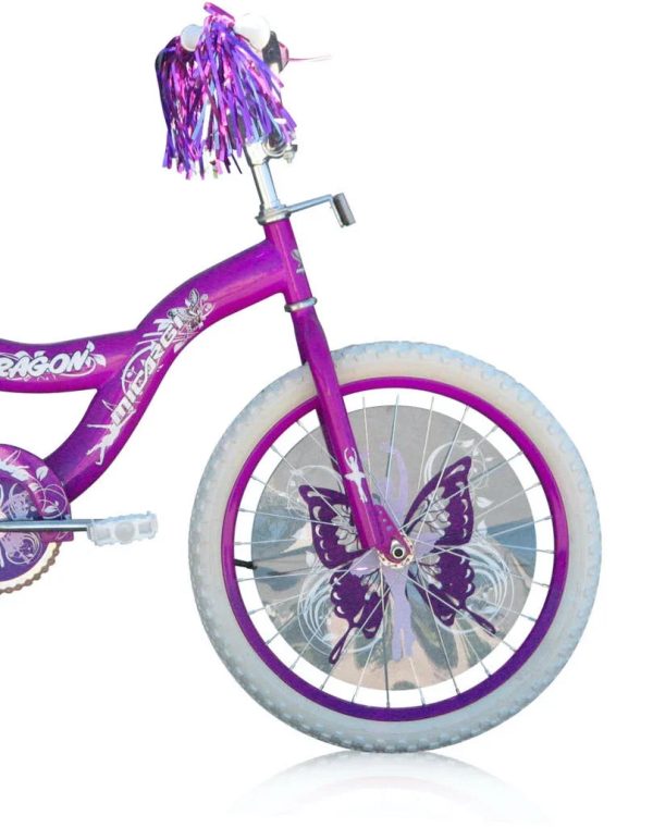 PlayWorld 20" BMX S-Type Frame Bicycle Coaster Brake One Piece Crank Purple Rims White Tire Kid's Bike - Purple - Image 2