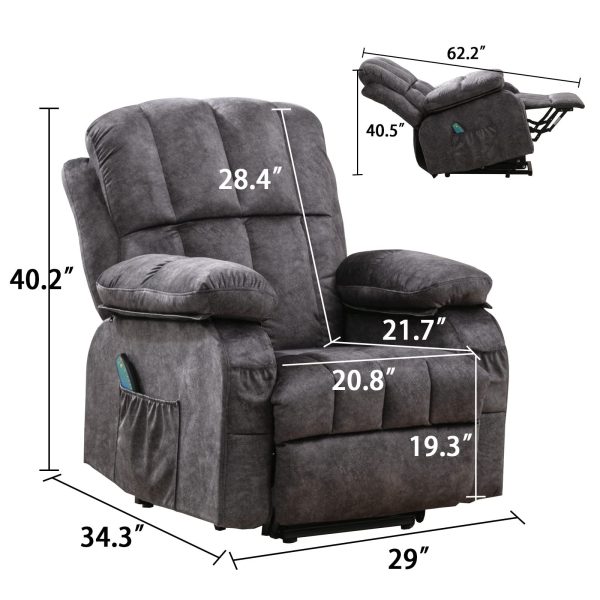 VON RACER Power Lift Recliner Chairs with Heat and Massage Lift Chair Recliners for Elderly with 2 Side Pocket, USB Port Remote Control, Adjustable Furniture - Image 2