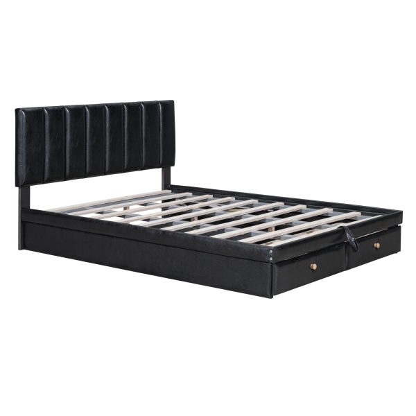 Roomfitters Full Size Upholstered Bed with Hydraulic Storage System and Drawer, Black - Image 3