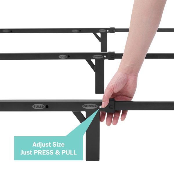 Mainstays 7" Adjustable Metal Bed Frame， Black， Adjusts Twin - Queen - Image 10