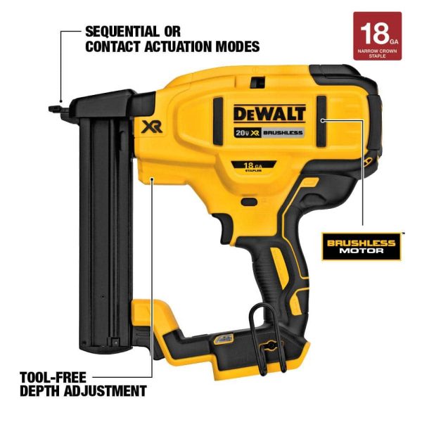 20V MAX XR Lithium-Ion Cordless 18-Gauge Narrow Crown Stapler (Tool Only) DCN681B - Image 2