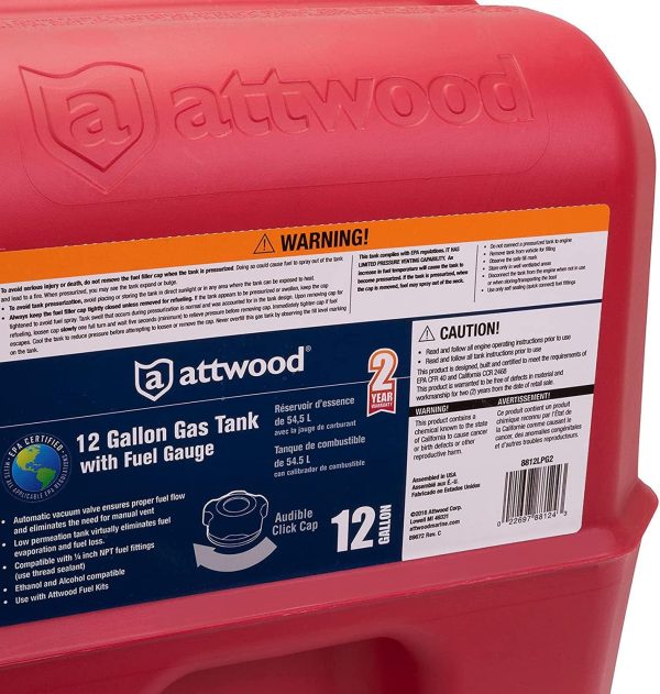 Attwood Outboard Fuel Tank With Gauge 12 Gallon 8812LPG2 - Image 2