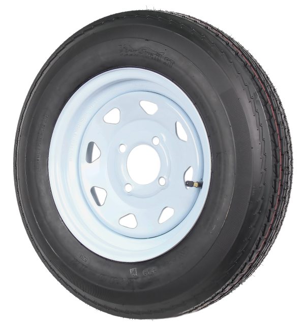 2-Pack Trailer Tires On White Wheel Rims 530-12 5.30-12 5.30 x 12 Load C 4 Lug - Image 4