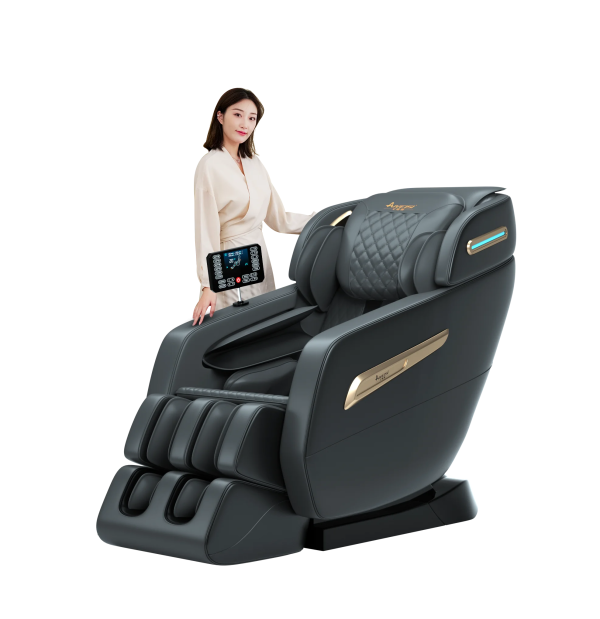 2024 4D Zero Gravity Massage Chair, Full Body Shiatsu Recliner with Yoga Stretching, SL Track, Intelligent Voice Control, Calf Kneading, Calfrest Extension, Premium Black Leather - Image 21