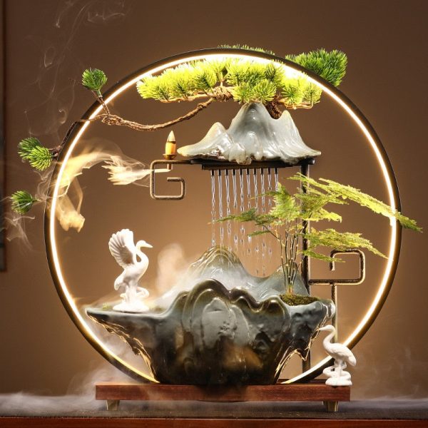 Zen Zen Swan Flowing Water Fountain Incense Burner