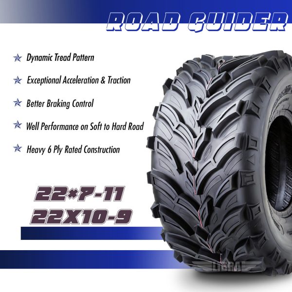 Set of 4 New ATV/UTV Tires 22x7-11 Front and 22x10-9 Rear /6PR -10333/10334 - Image 2