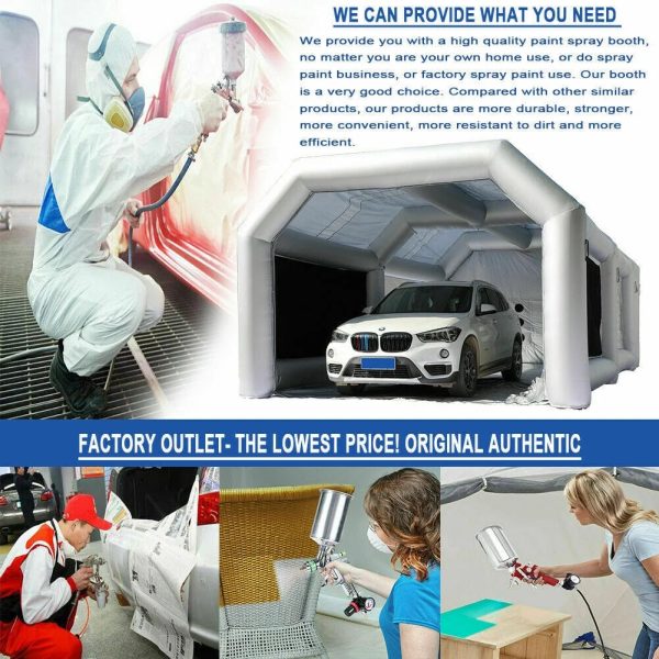 Pro Painting Tent Workstation Inflatable Spray Paint Booth 33x16.4x12FT with 2 Blowers 950W and 350W, with Filter System Tool Room for Garage Spraying Auto Parts Full-Size Car - Image 5