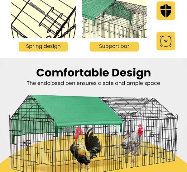 SPECSTAR 71” x 30” Chicken Coop Large Metal Chicken Cage House, Waterproof, Green - Image 4