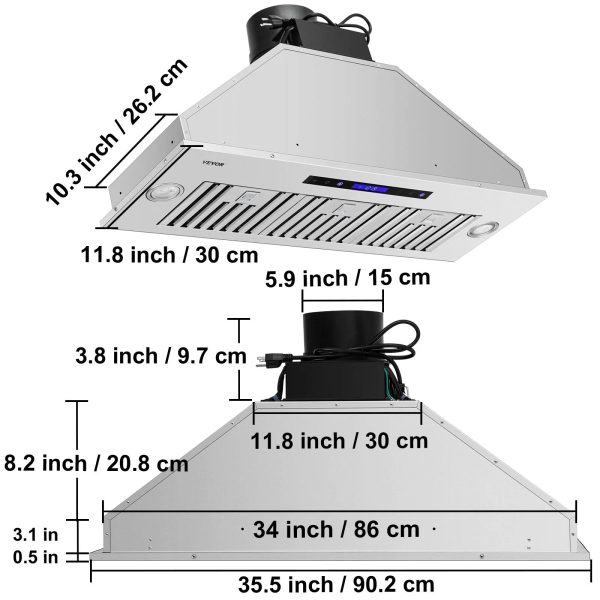 BENTISM Built-in Range Hood Insert Vent Hood 900CFM 36in Touch & Remote Control - Image 8